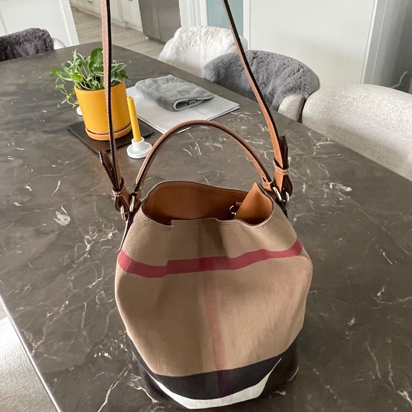 Burberry Canvas Check Ashby Hobo Bag - Picture 1 of 11